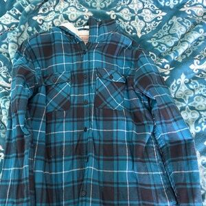 Boston Traders Blue Plaid Teddy Jacket